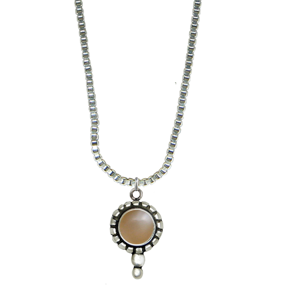 Sterling Silver Little Peach Moonstone Pendant Necklace